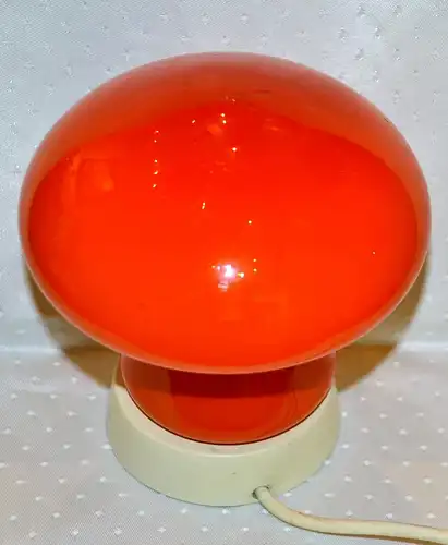 Tischlampe,Pilz,1950,rotes Glas,wohl Italien