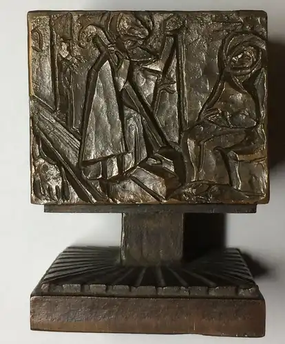 Kerzenständer aus Bronze in Würfelform, 1960er Jahre, Monogramm M.H.