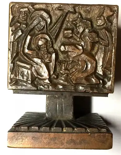 Kerzenständer aus Bronze in Würfelform, 1960er Jahre, Monogramm M.H.