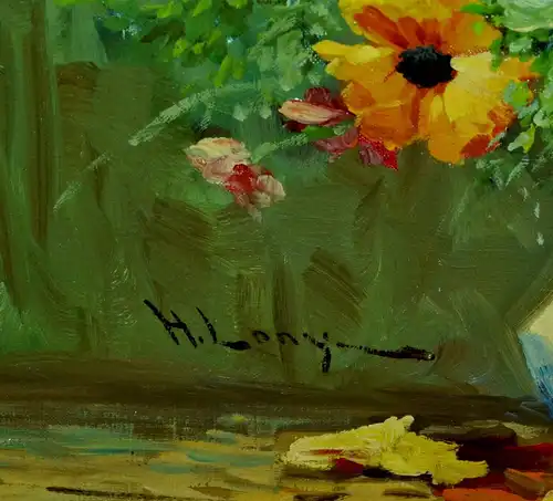 Blumenbild,Öl auf Leinwand,gerahmt,signiert,ca.1950
