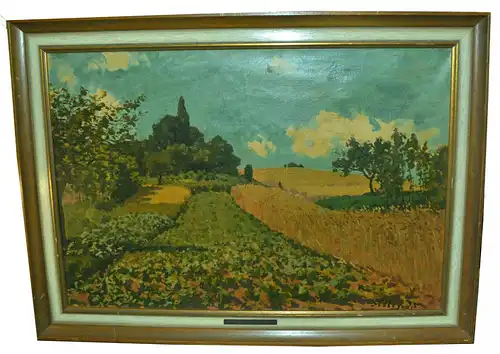 Gemälde,Replik, Öl auf Leinwand,Alfred Sisley, Sommerlandschaft