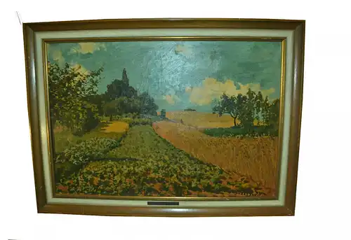 Gemälde,Replik, Öl auf Leinwand,Alfred Sisley, Sommerlandschaft