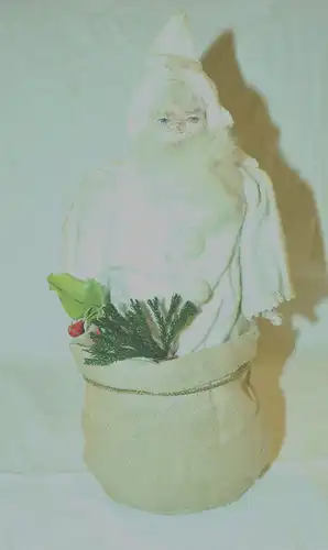 Watte-Nikolaus,wohl 1930 Jahre,Pappmascheekopf,Porzellanhände