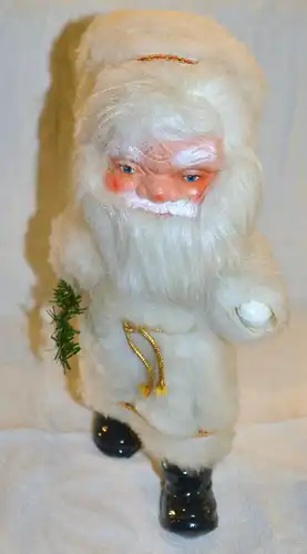Weihnachtsmann, ca.1970, weißer Mantel, Kunststoffkopf