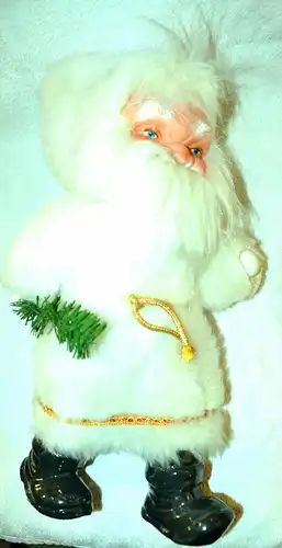 Weihnachtsmann, ca.1970, weißer Mantel, Kunststoffkopf