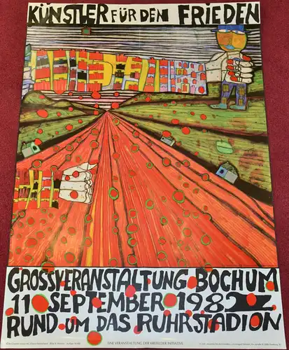 Plakat,Künstler für den Frieden, Hundertwasser,1982
