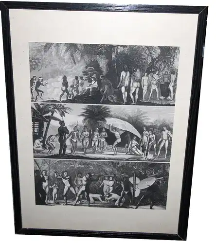 Lithografie,Triptichon,H. WINKLES (c.1801-1860) u.G.Heck, ethnische Bevölkerung