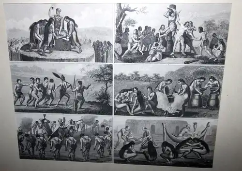 Lithografie,6 Darst,H. WINKLES (c.1801-1860) u.G.Heck,südamerikanische Völker