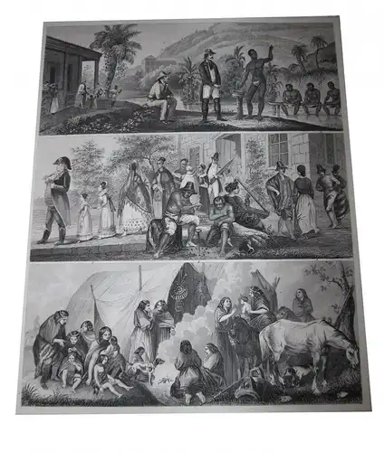 Lithografie,Triptichon,H. WINKLES (c.1801-1860) u.G.Heck, ethnische Bevölkerung