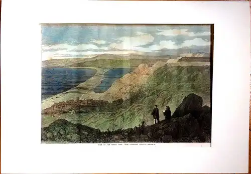 Colorierter Stahlstich „VIEW OF THE CHESIL BANK FROM PORTLAND HEIGHTS“