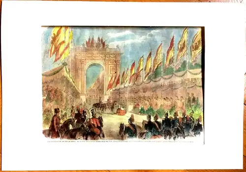 Colorierter Stahlstich Krönung von König Wilhelm v. Preußen zum Deutschen Kaiser