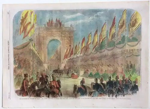 Colorierter Stahlstich Krönung von König Wilhelm v. Preußen zum Deutschen Kaiser