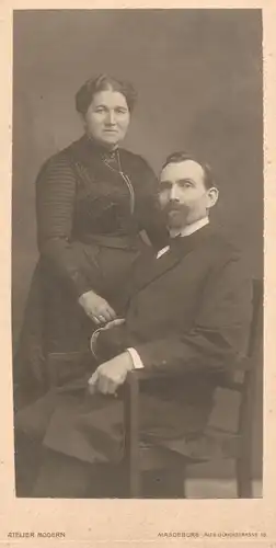 Original-Photographie Doppelportrait eines Paares im mittleren Alter, ca. 1890