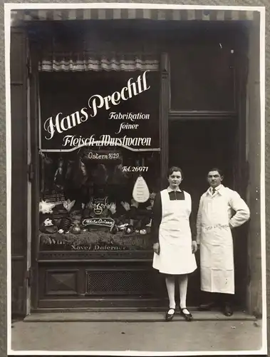 Original-Photographie Geschäfts für Fleisch- und Wurstwaren  Hans Prechtl, 1926