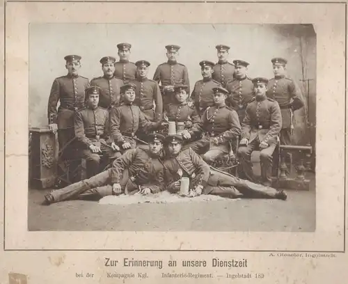 Alte Photographie „Zur Erinnerung an unsere Dienstzeit“, Kgl. Infanterie Regim.