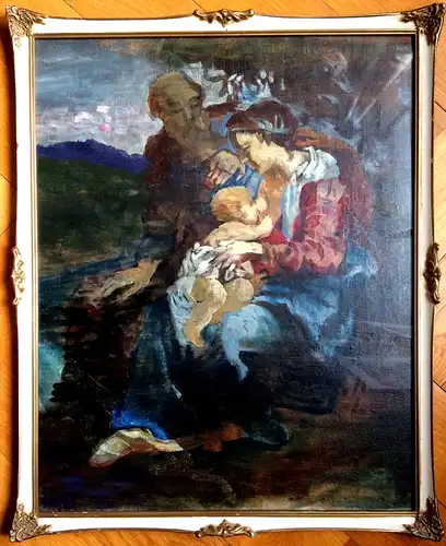 Ölskizze Heilige Familie, Maria, Joseph und Kind, wohl Anfang 19. Jahrhundert