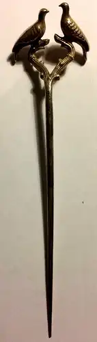 Fleischspieß mit zwei Vögeln von G.E.N.S.E, kein Silber, 23 cm lang