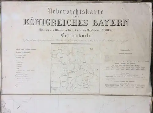 Übersichtskarte des Königreichs Bayern 1853 in 15 Blättern Maßstabe 1:250.000