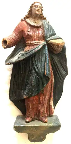 Holzgeschnitzte Madonna, farbig gefaßt, 18. Jahrhundert, beschädigt