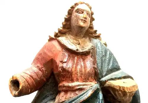 Holzgeschnitzte Madonna, farbig gefaßt, 18. Jahrhundert, beschädigt