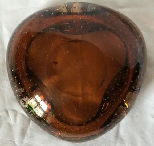 Aschenbecher aus braunem Murano-Glas mit Blasenmuster, ca. 1960