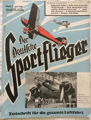 Der Deutsche Sportflieger - 8 Hefte des Jahrgangs 1938