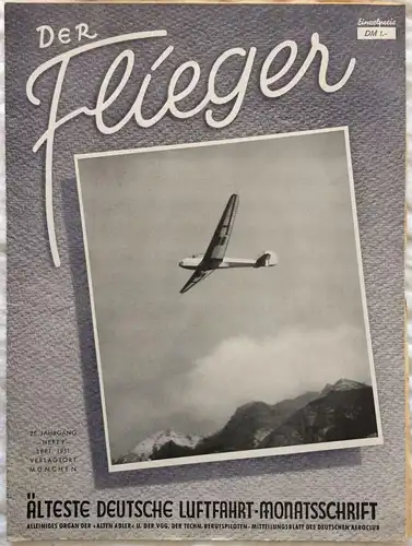 Der Flieger - ÄLTESTE DEUTSCHE LUFTFAHRT-MONATSSCHRIFT- 9 Hefte  1951