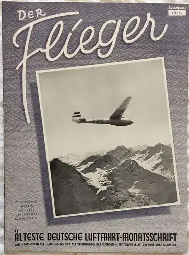 Der Flieger - ÄLTESTE DEUTSCHE LUFTFAHRT-MONATSSCHRIFT- 9 Hefte  1951