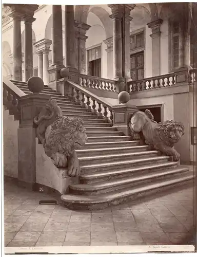 GENUA - Zwei sehr alte Photographien  der Kathedrale San Lorenzo und Universität