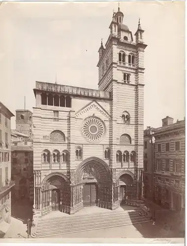 GENUA - Zwei sehr alte Photographien  der Kathedrale San Lorenzo und Universität