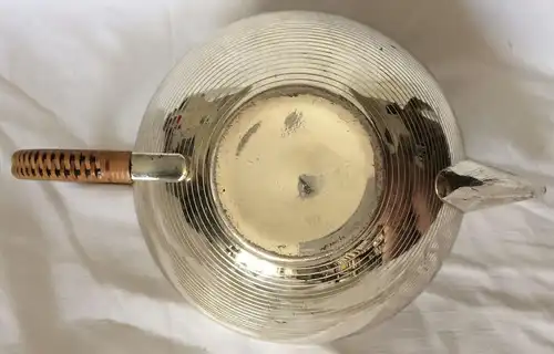 Runde versilberte Teekanne, ohne Marke, 1950er Jahre