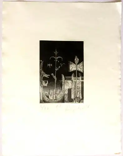 Radierung „Metamorphosis animalis“ von Rüdiger Frank mit Original Radier-Platte