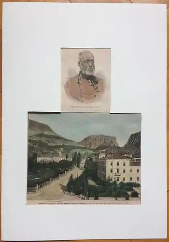 Colorierter Holzstich „Aussicht von Arco mit dem Schloß des Erzherzogs Albrecht“