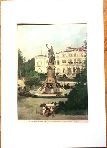 Colorierter Holzstich „Der Schützenbrunnen in Frankfurt a. M.“  nach G. F. Fay