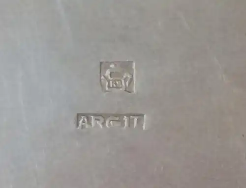 Sehr dekorative verzierte Metalldose Marke „ARGIT“, ca. 1880, wohl Zinn
