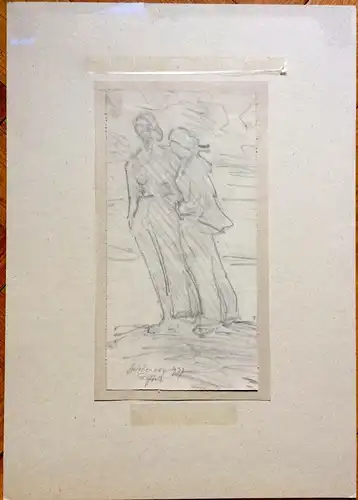 Original-Bleistiftzeichnung „Spiekeroog 1937“, signiert