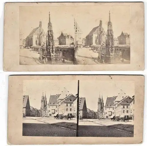 Fünf sehr alte Original-Stereo- / 3D-Photographien Bayern: Nürnberg Mauthäusl