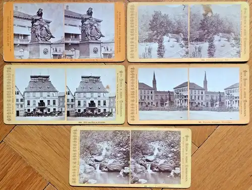 Fünf sehr alte Original-Stereo-/ 3D-Photographien „DER RHEIN & SEINE UMGEBUNGEN"