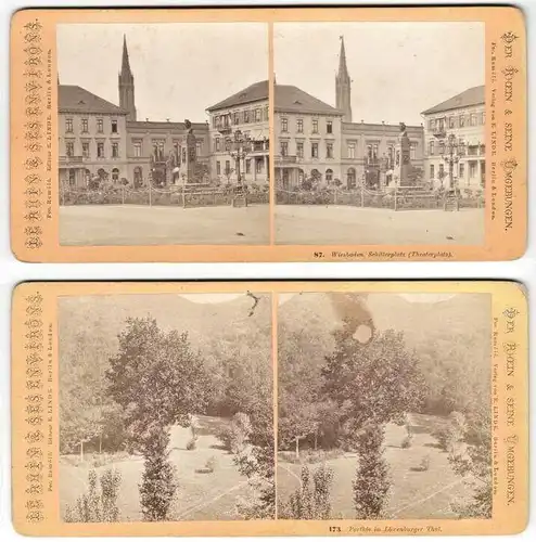 Fünf sehr alte Original-Stereo-/ 3D-Photographien „DER RHEIN & SEINE UMGEBUNGEN"