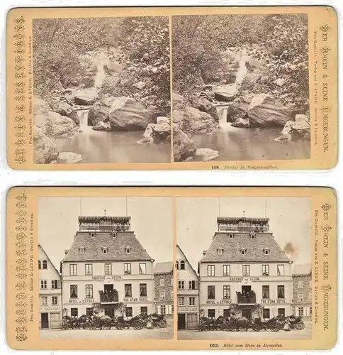 Fünf sehr alte Original-Stereo-/ 3D-Photographien „DER RHEIN & SEINE UMGEBUNGEN"