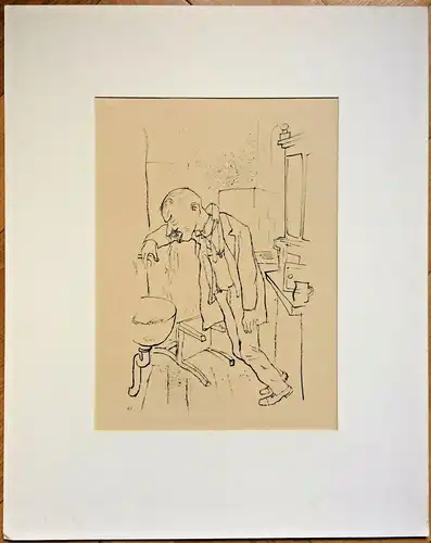 Lithographie von George Grosz, ca. 1923, im Passepartout