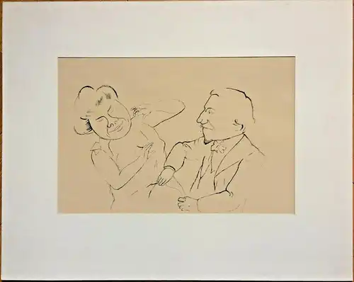 Lithographie „Chat Hour“ von George Grosz, 1923, im Passepartout