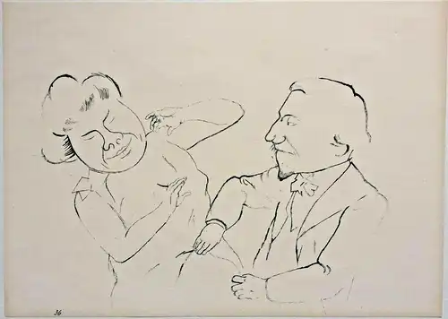 Lithographie „Chat Hour“ von George Grosz, 1923, im Passepartout