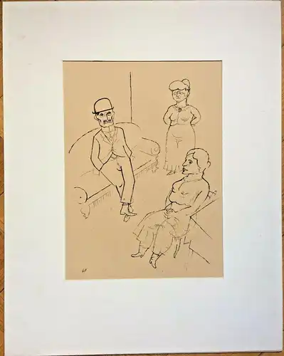 Lithographie „Krach“ von George Grosz aus „Ecce Homo“ 1915, im Passepartout