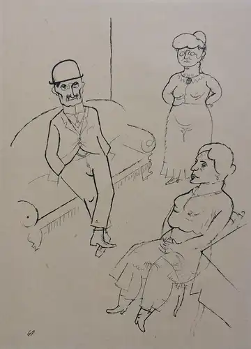 Lithographie „Krach“ von George Grosz aus „Ecce Homo“ 1915, im Passepartout