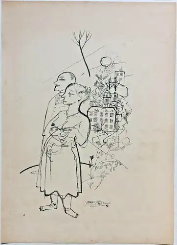 Lithographie „Family“ von George Grosz aus „Ecce Homo“ 1916