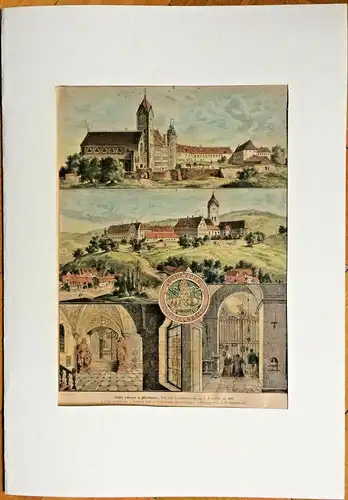 Colorierter Holzstich „Kloster Scheyern in Oberbayern“ von Carl Dietrich
