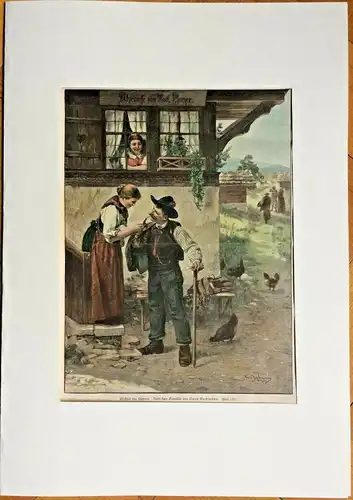 Colorierter Holzstich „Abschied des Führers“ nach dem Gemälde von Hans Bachmann