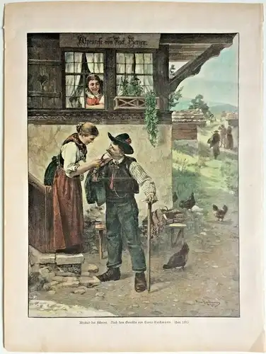 Colorierter Holzstich „Abschied des Führers“ nach dem Gemälde von Hans Bachmann