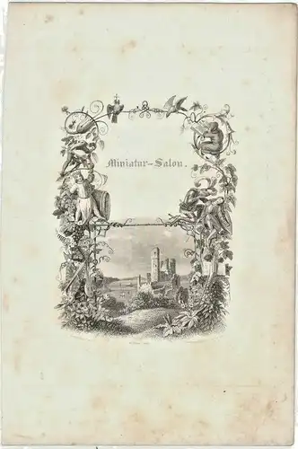 Neun kleine Lithographien, meist s/w Reproduktionen v. Kupfer- oder Stahlstichen